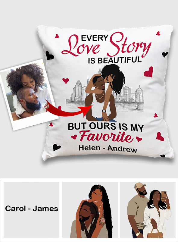 Notre histoire est ma préférée - Coussin décoratif personnalisé afro-américain
