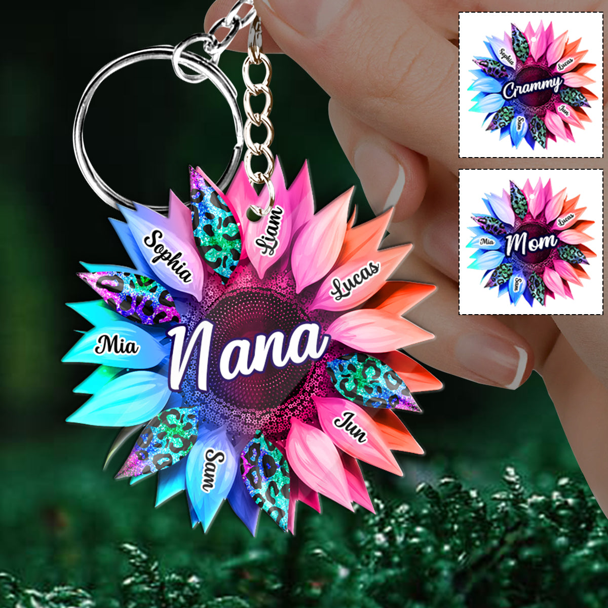 Grandma Mom Sunflower - Personalized Grandma Keychain