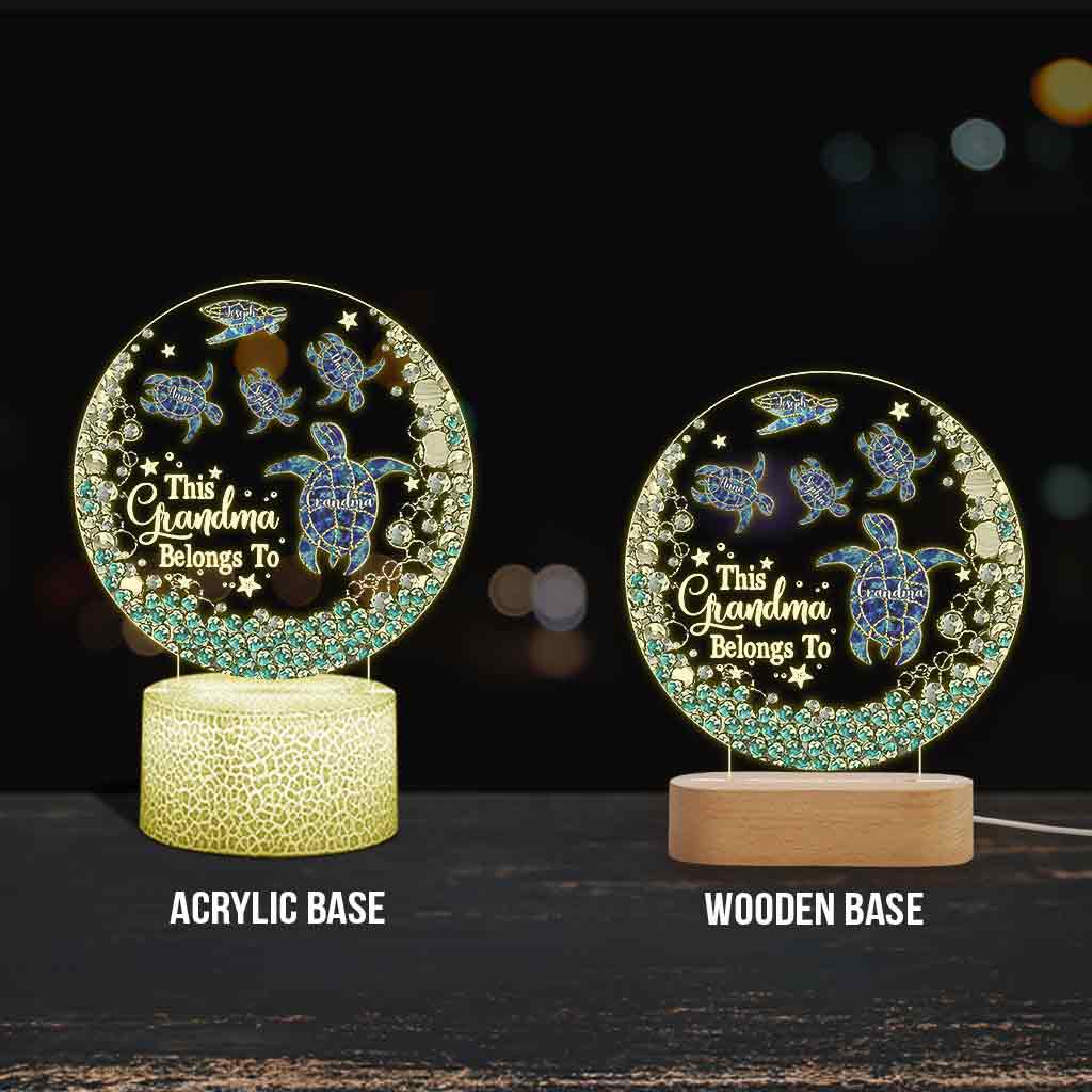 This Grandma Belongs To - Personalized Turtle Shaped Plaque Light Base