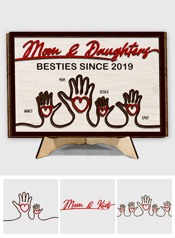 Mother And Children Hands - Personalized Mother 2 Layered Wood Sign / Wood Plaque