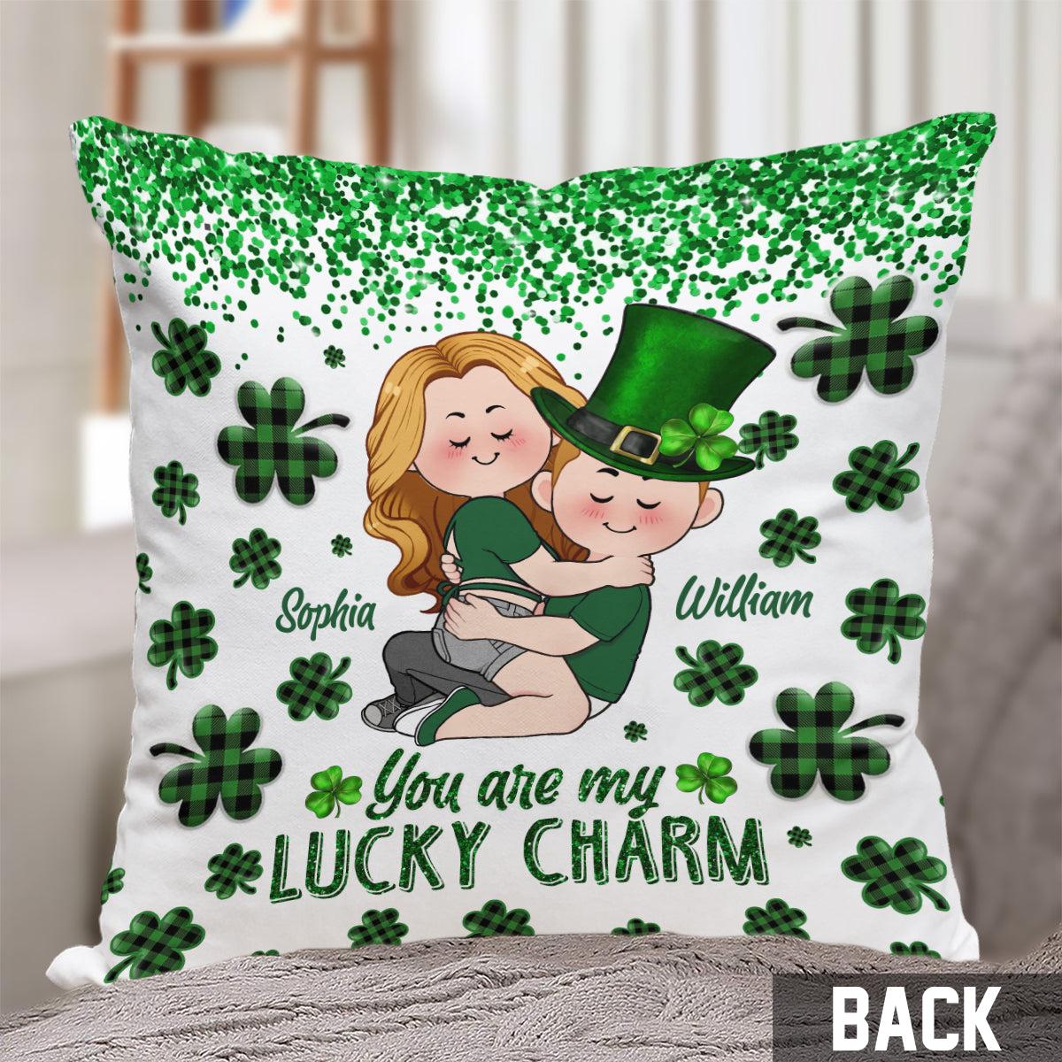 You Are My Lucky Charm - Personalized Couple Throw Pillow