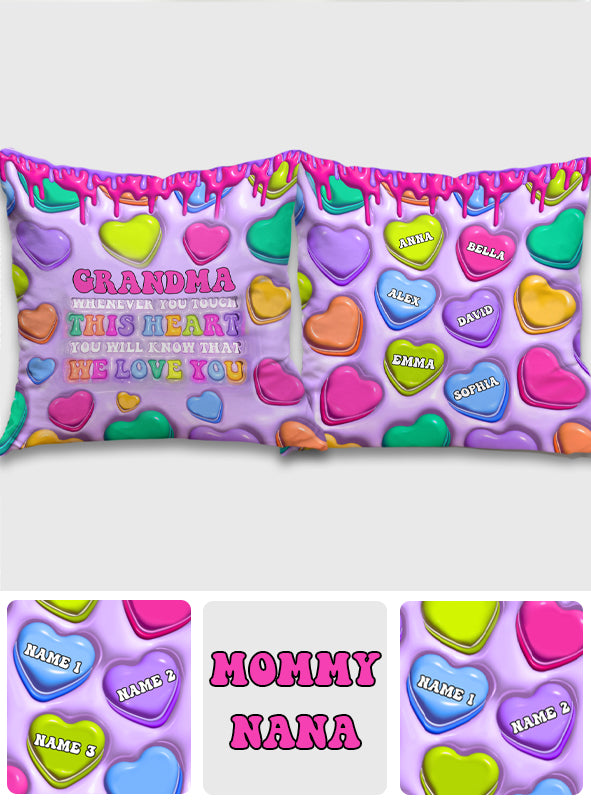 Touch This Heart Love You Grandma Nana Gigi - Personalized Grandma Throw Pillow