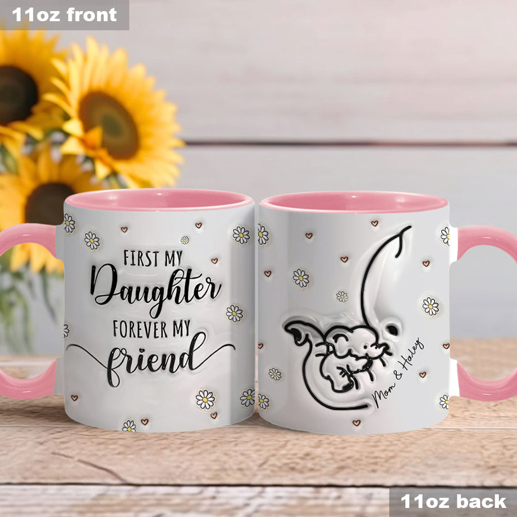 Mother And Daughter And Son Forever Linked Together Elephant Inflated - Personalized Mother Accent Mug