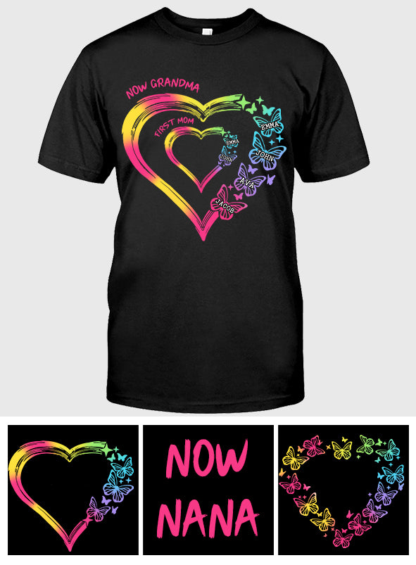 Beliebiger Titel für Mutter und Oma, Doppelherz, bunt - Personalisiertes Oma-T-Shirt und Hoodie
