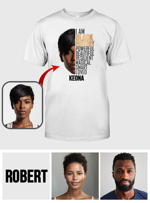 T-shirt et sweat à capuche personnalisés « Je suis Noir » avec photo de l'histoire - T-shirt et sweat à capuche afro-américains personnalisés