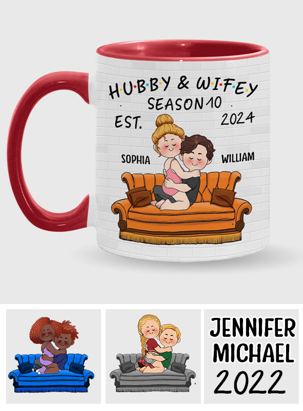 Hubby & Wifey - Personalized Husband And Wife Accent Mug
