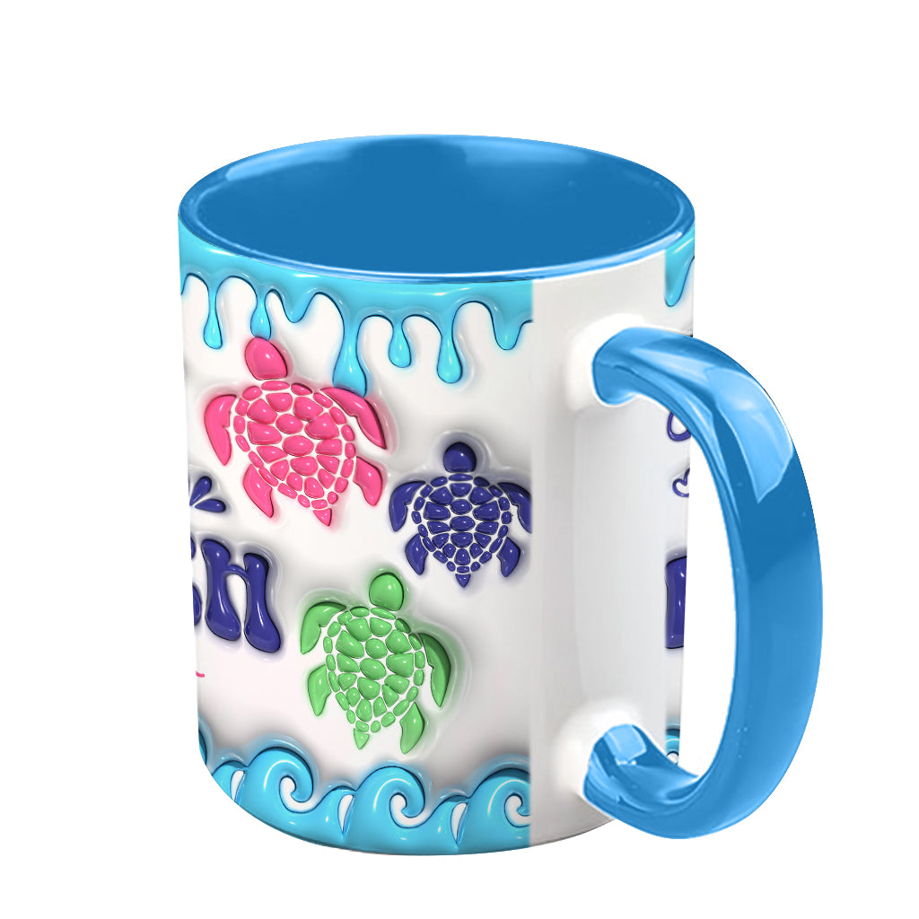Salty Lil' Beach Turtle Lovers Inflated - Personalized Turtle Accent Mug