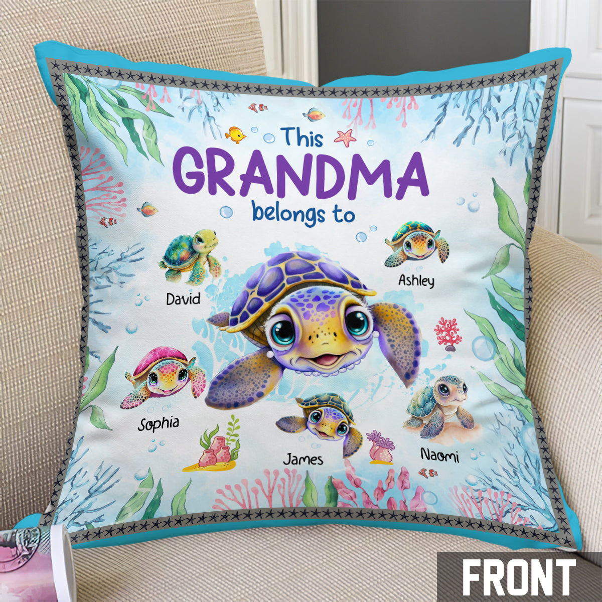 This Grandma Belongs To - Personalized Grandma Throw Pillow