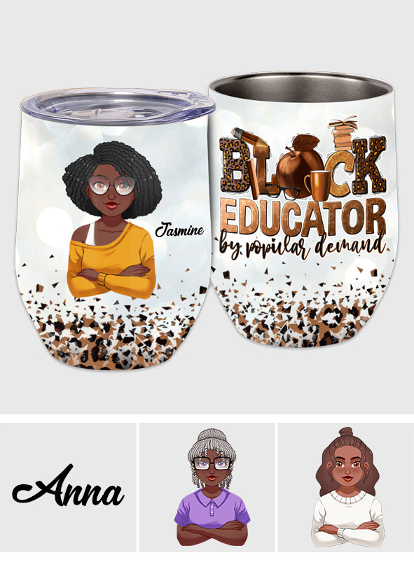 Schwarzer Pädagoge – Personalisierter Weinbecher für Afroamerikaner