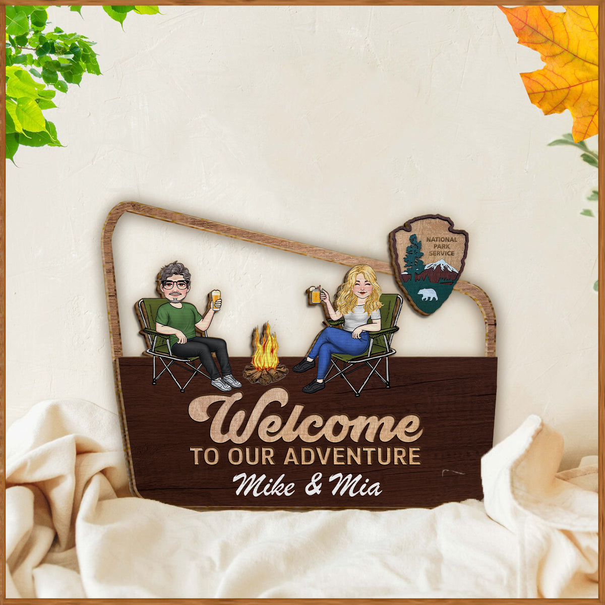 Welcome To Our Adventure - Personalized Camping 2 Layered Wood Sign / Wood Plaque