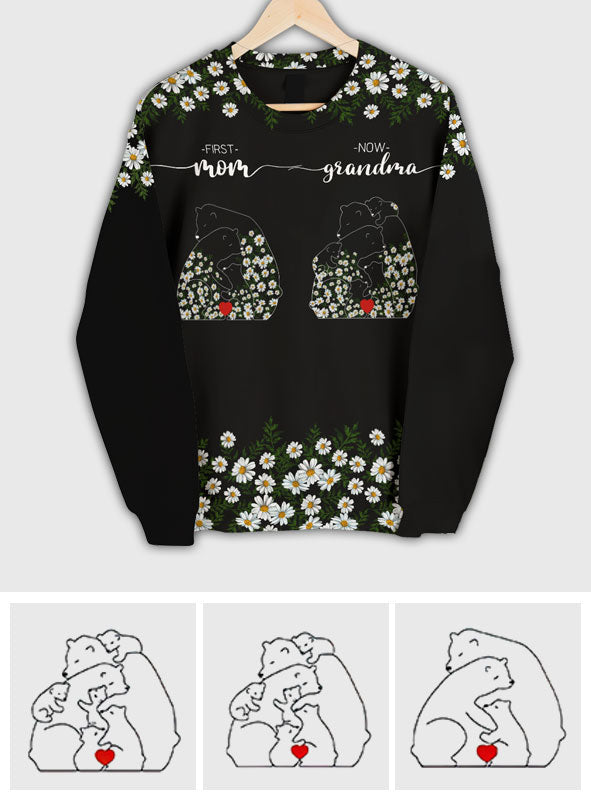 Première maman, maintenant grand-mère Bear Daisy - T-shirt personnalisé « Grand-mère »