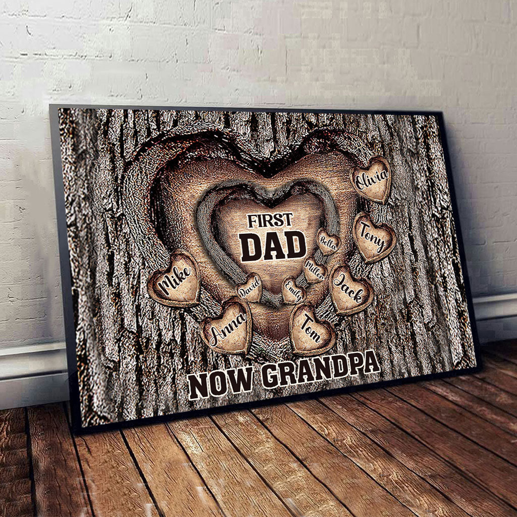 First Dad Now Grandpa - Personalized Father Canvas And Poster