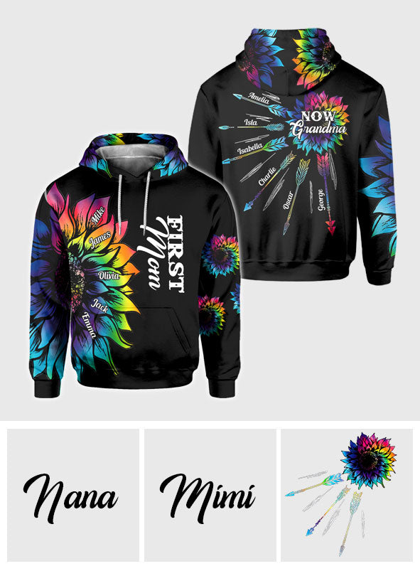 First Mother Now Grandma With Any Title And Kid Name - Personalized Mother All Over Shirt