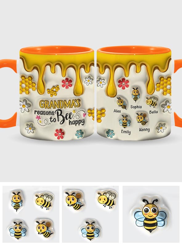 Les raisons de grand-mère d'être heureuse - Mug personnalisé pour grand-mère