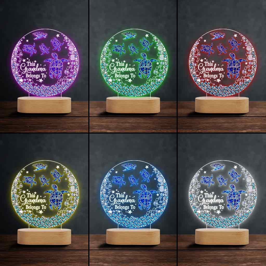 This Grandma Belongs To - Personalized Turtle Shaped Plaque Light Base