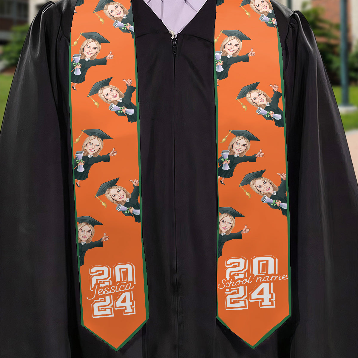 Caricature Funny Character - Personalized Graduation Graduation Stole