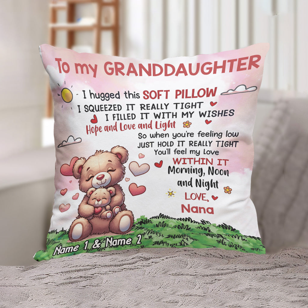 Bear Grandson Granddaughter - Personalized Grandma Throw Pillow