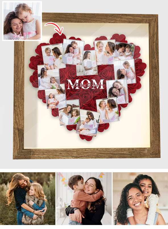 Heart Photos Polaroid Mom We Love You - Personalized Mother Flower Shadow Box