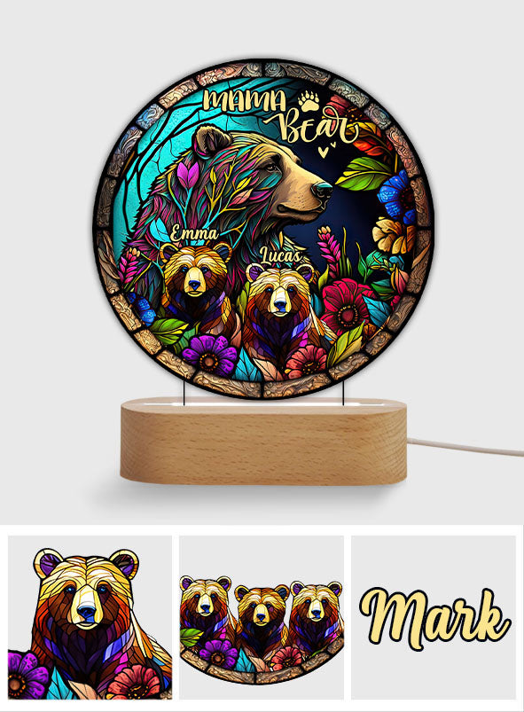 Mama Bear - Personalized Mother Shaped Plaque Light Base