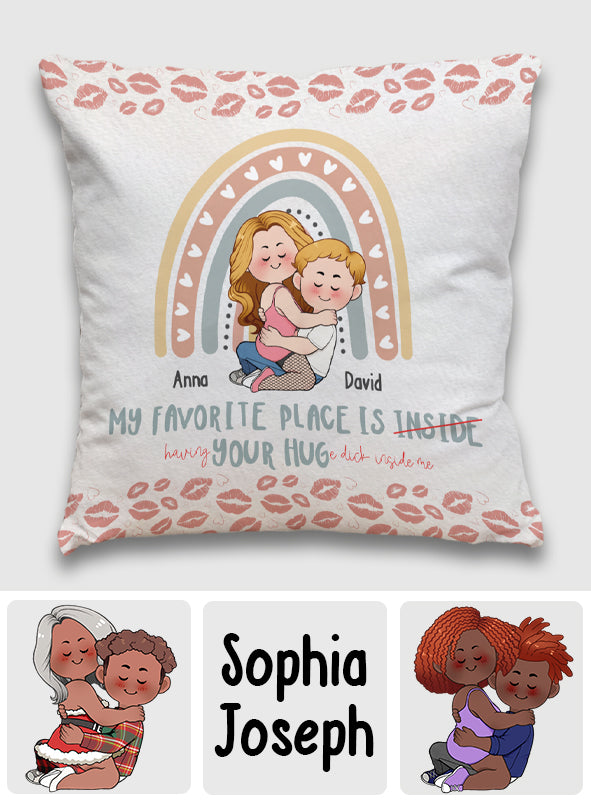 My Favorite Place Is Your Huge D Inside Of Me - Personalized Couple Throw Pillow