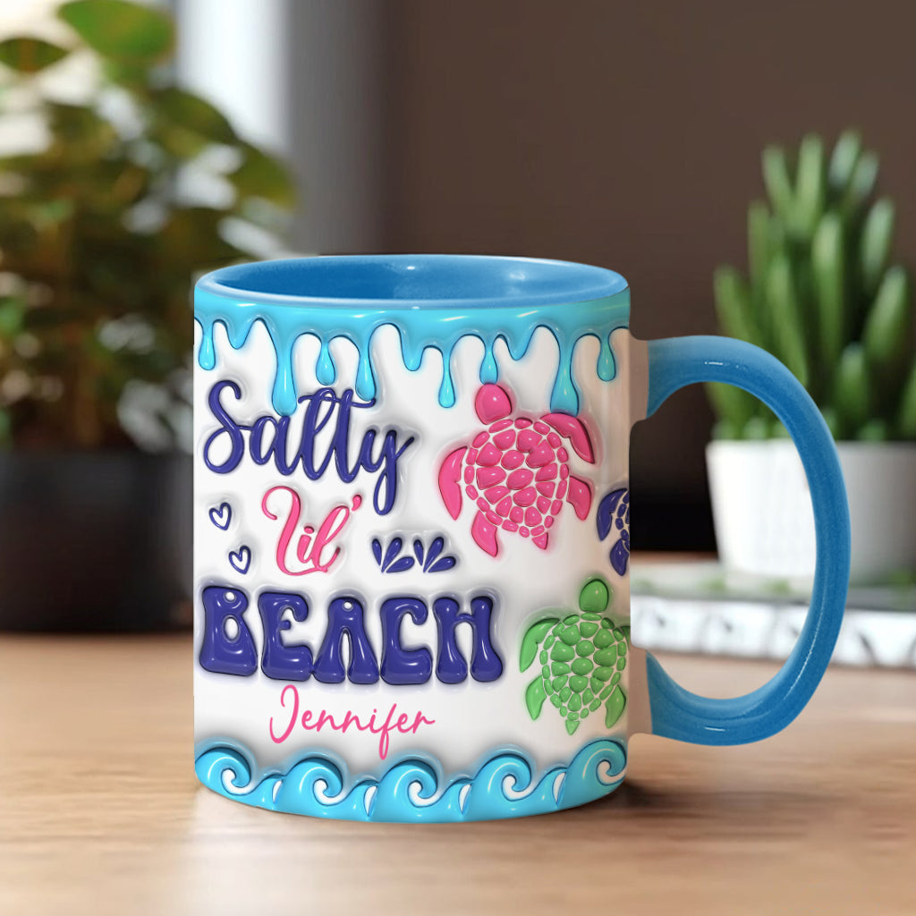 Salty Lil' Beach Turtle Lovers Inflated - Personalized Turtle Accent Mug