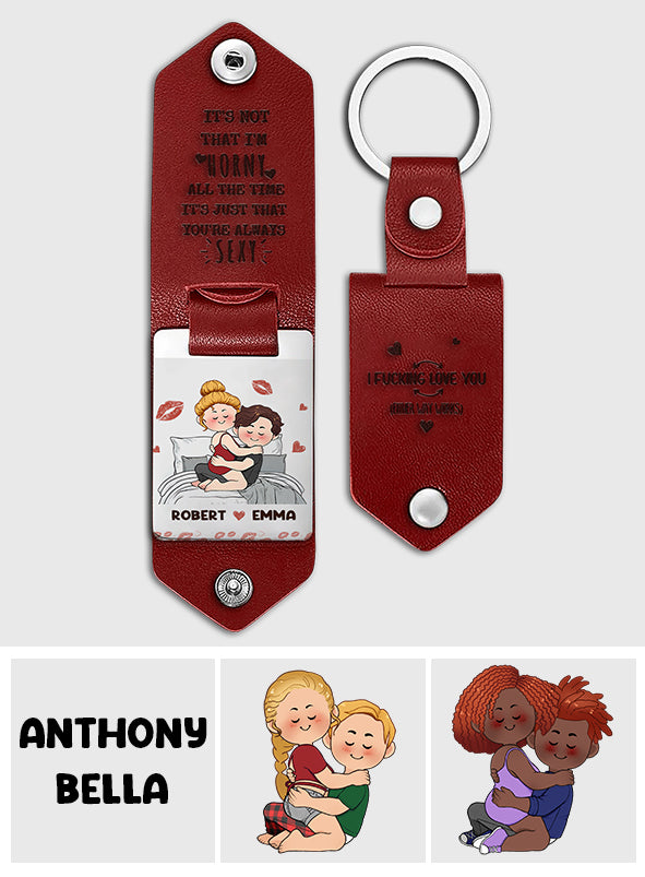 I Love You - Personalized Couple Leather Photo Keychain