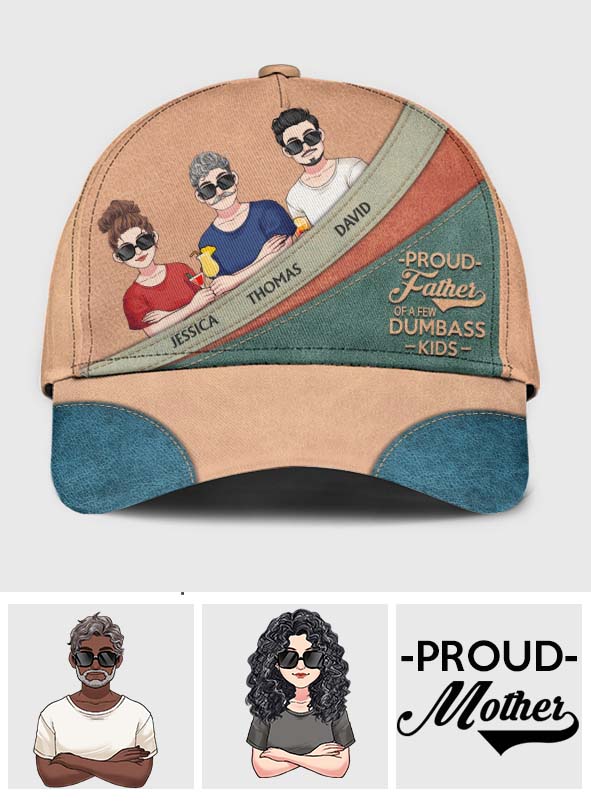 Proud Father Mother Grandma Grandpa Of A Few Kids - Personalized Father Classic Cap