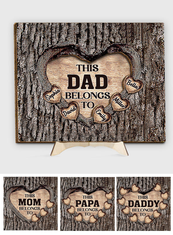 This Dad Mom Grandma Grandpa Belongs To Wooden Heart - Personalized Father 2 Layered Wood Sign / Wood Plaque