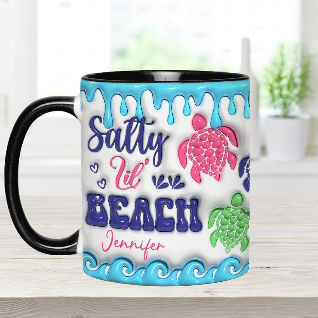 Salty Lil' Beach Turtle Lovers Inflated - Personalized Turtle Accent Mug