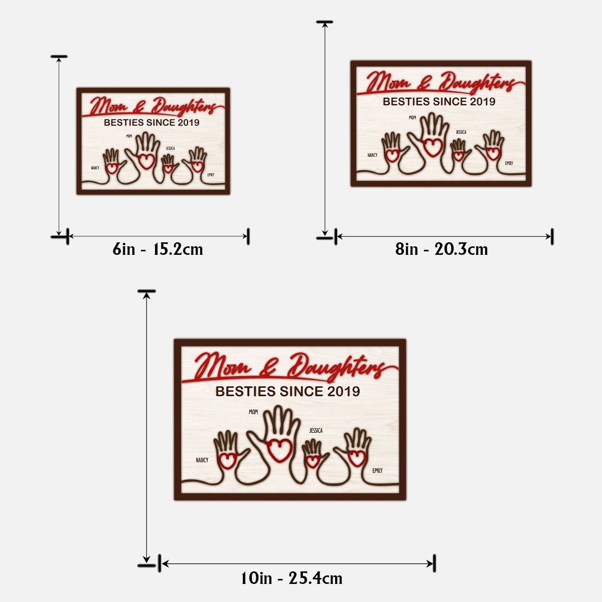 Mother And Children Hands - Personalized Mother 2 Layered Wood Sign / Wood Plaque