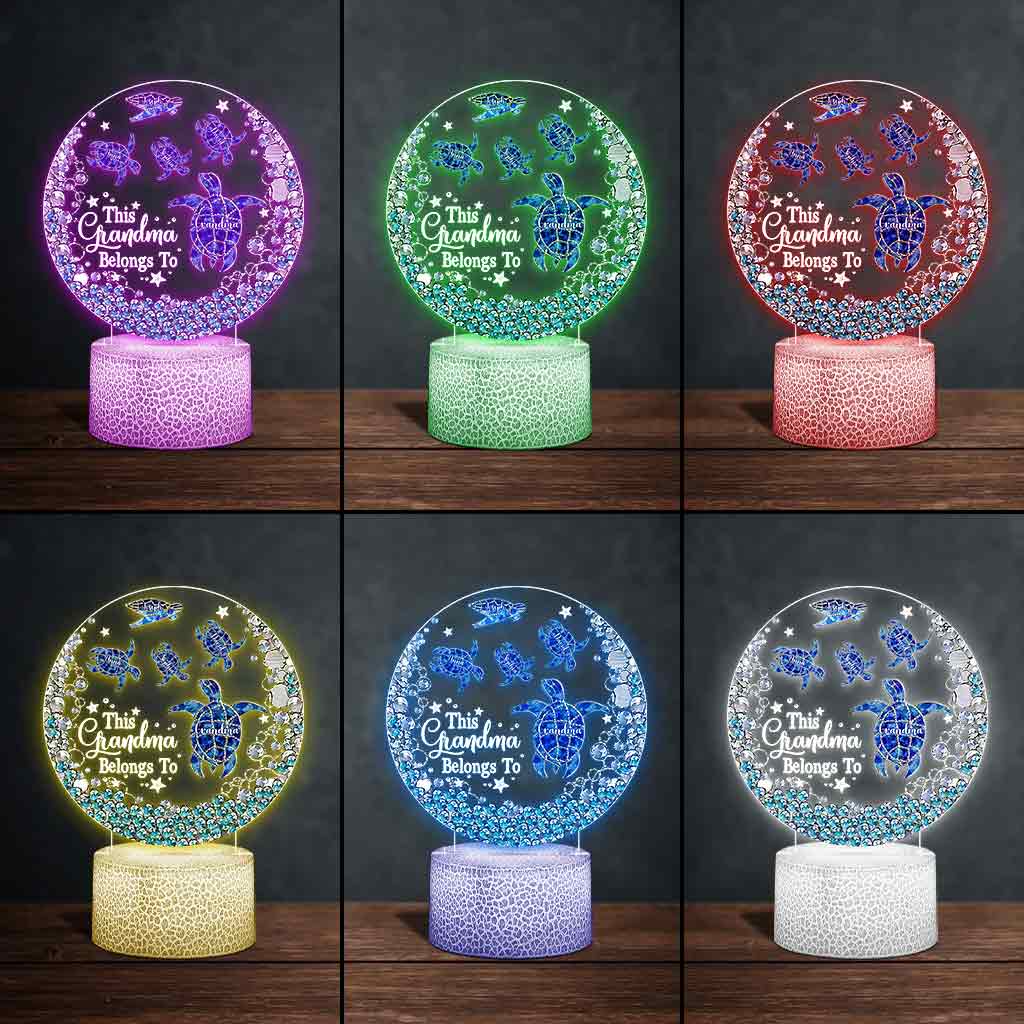 This Grandma Belongs To - Personalized Turtle Shaped Plaque Light Base