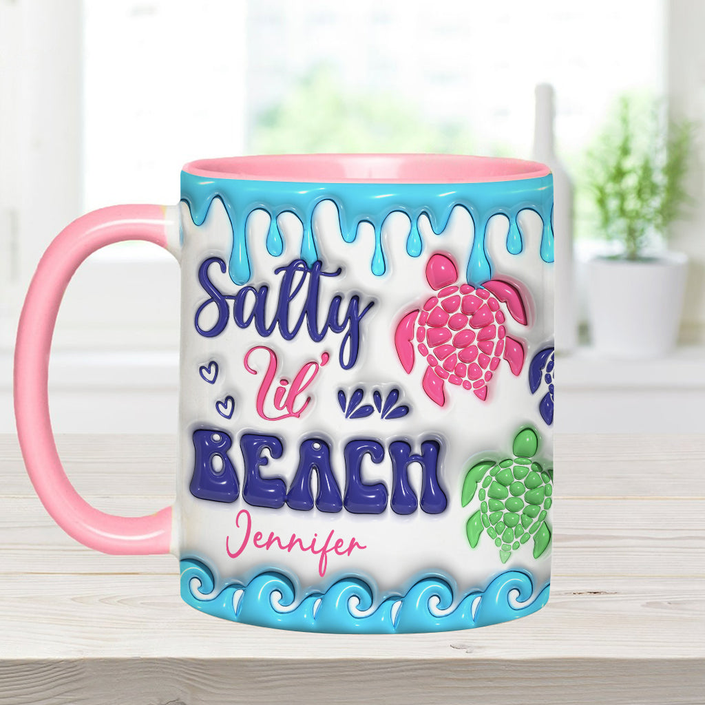 Salty Lil' Beach Turtle Lovers Inflated - Personalized Turtle Accent Mug