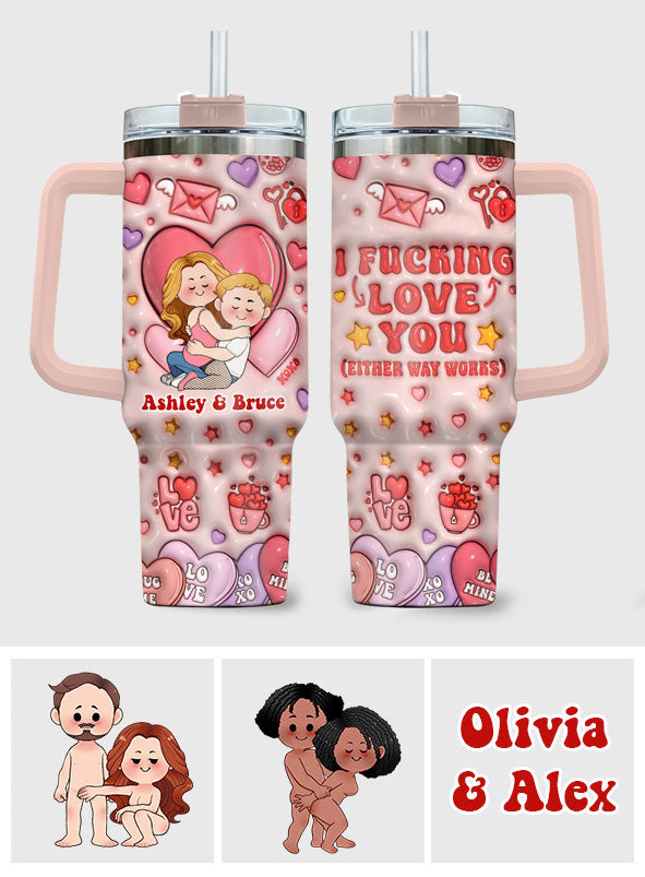 I Love You - Personalized Couple Tumbler With Handle