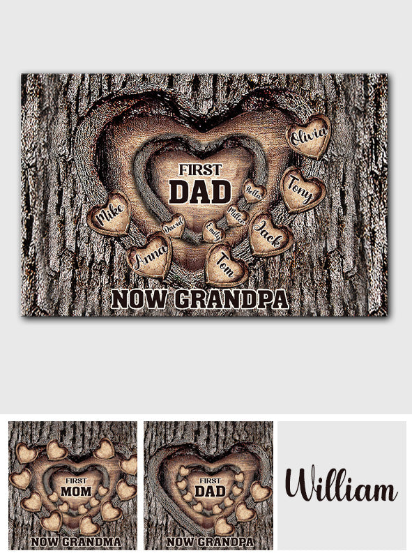 First Dad Now Grandpa - Personalized Father Canvas And Poster