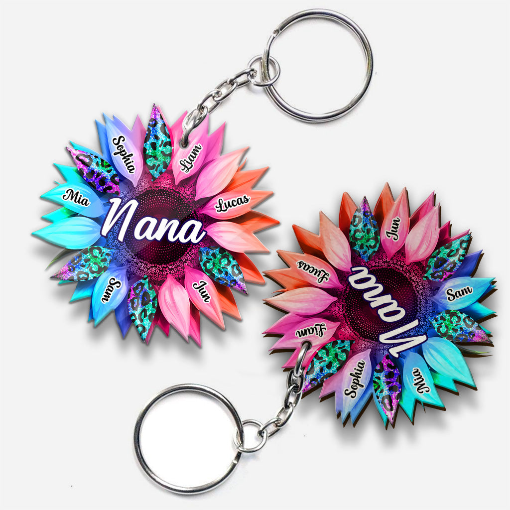 Grandma Mom Sunflower - Personalized Grandma Keychain