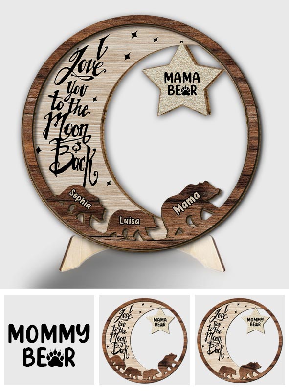 Mama Bear Custom Any Title - Personalized Mother 2 Layered Wood Sign / Wood Plaque