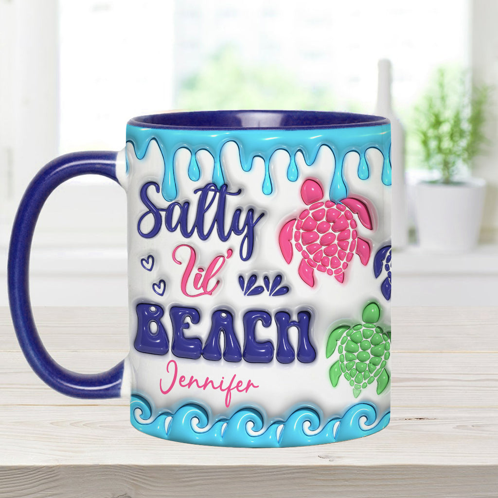 Salty Lil' Beach Turtle Lovers Inflated - Personalized Turtle Accent Mug