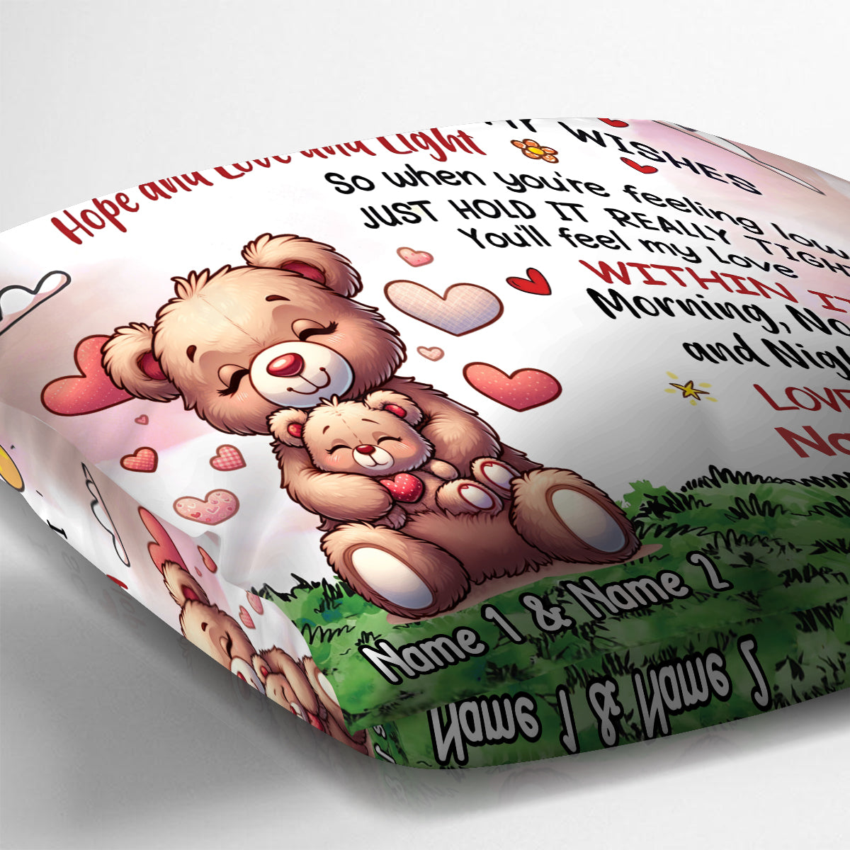 Bear Grandson Granddaughter - Personalized Grandma Throw Pillow