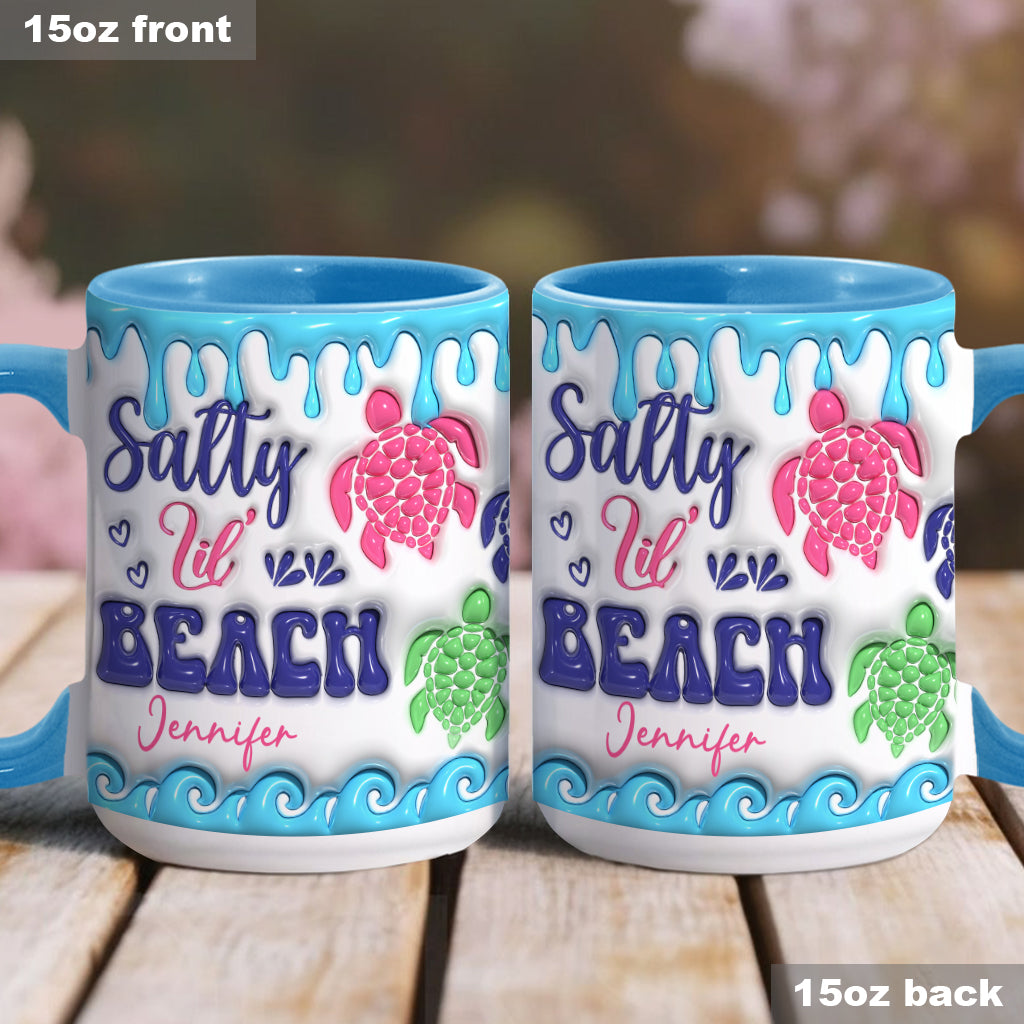 Salty Lil' Beach Turtle Lovers Inflated - Personalized Turtle Accent Mug