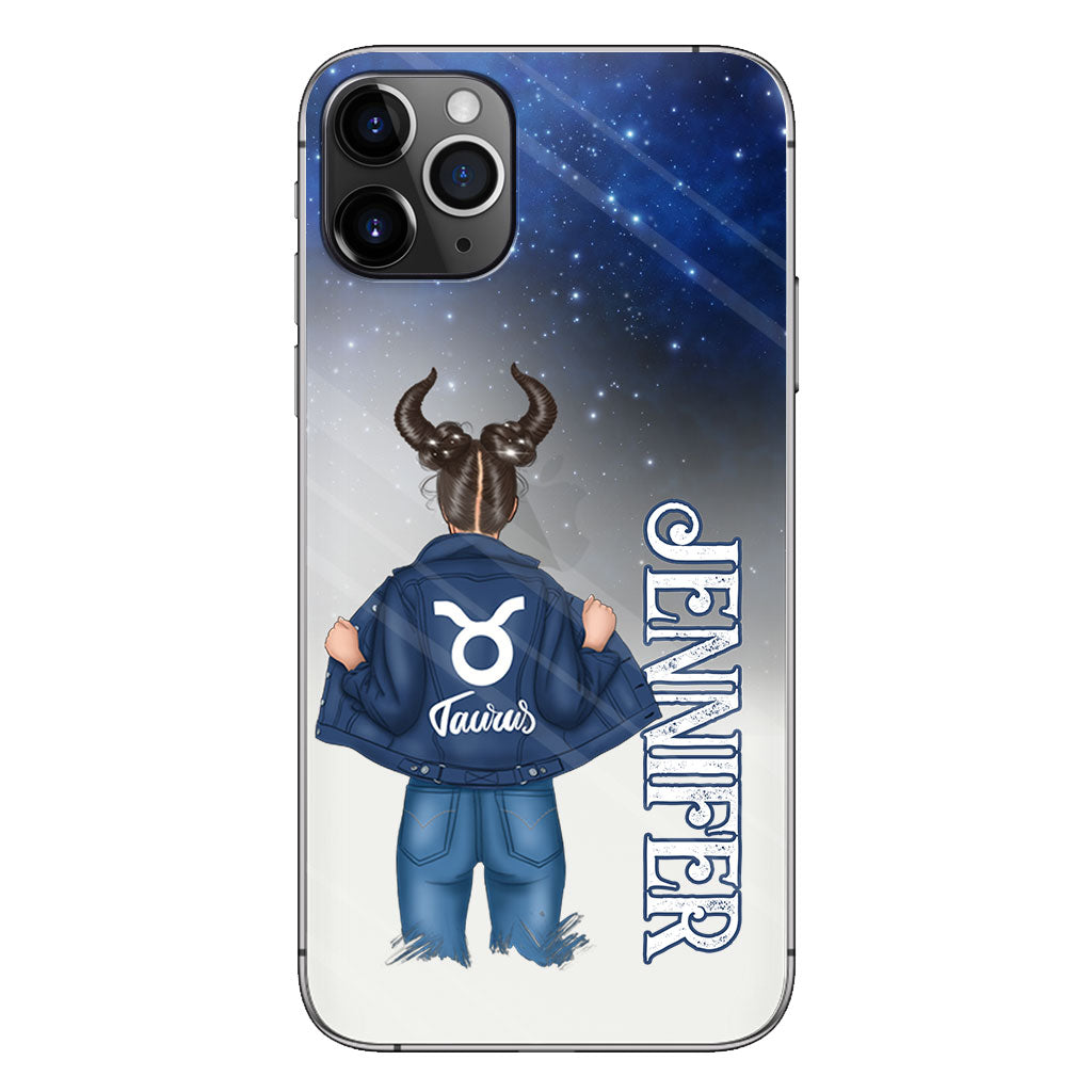 Zodiac Denim Girl - Personalized Horoscope Clear Phone Case