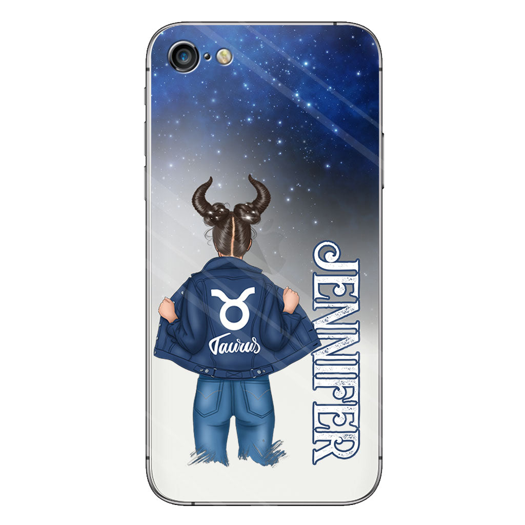 Zodiac Denim Girl - Personalized Horoscope Clear Phone Case