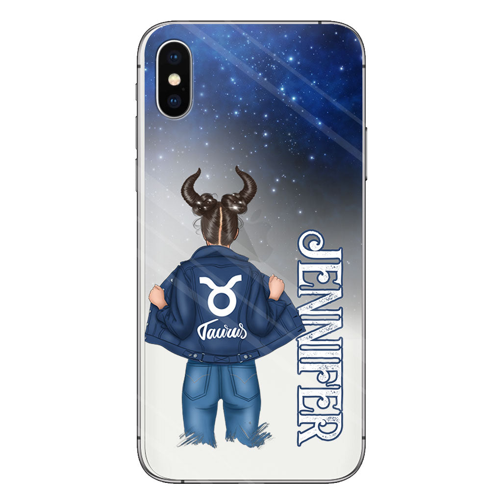 Zodiac Denim Girl - Personalized Horoscope Clear Phone Case