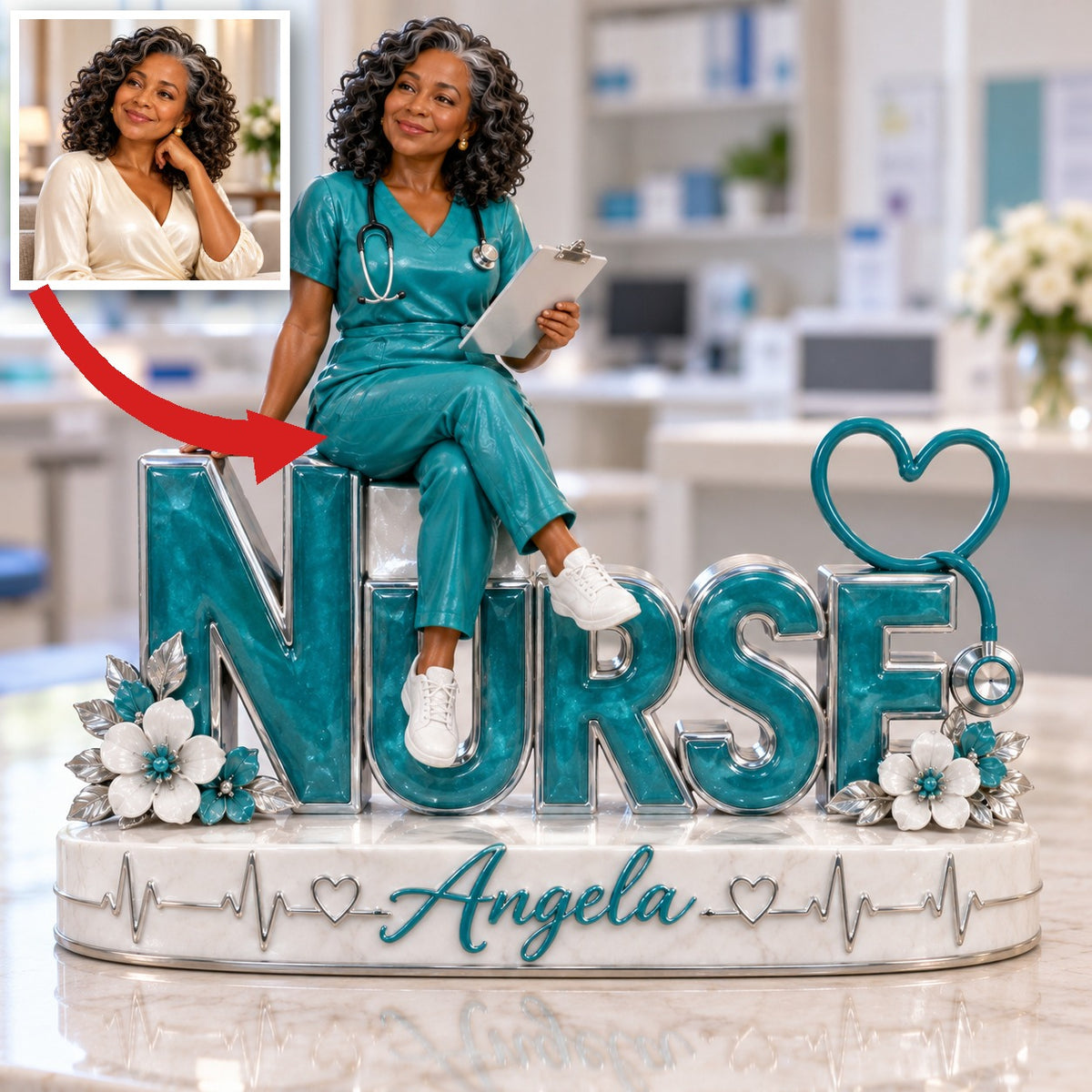 Personalized Custom Photo Nurse Custom Shaped Acrylic Plaque - Gift for Older Women