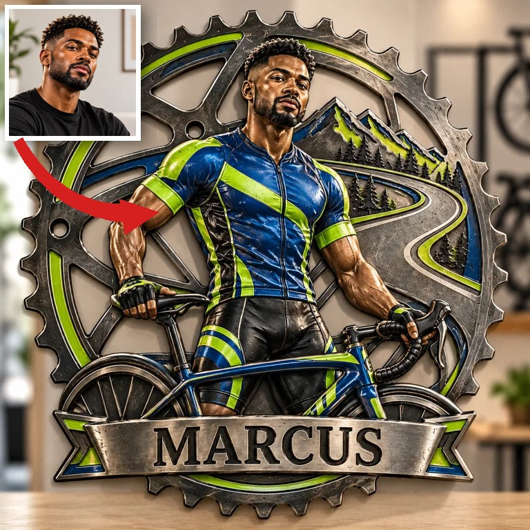 Personalisierte 3D-gedruckte Metalltafel mit Foto - Geschenk für junge Männer
