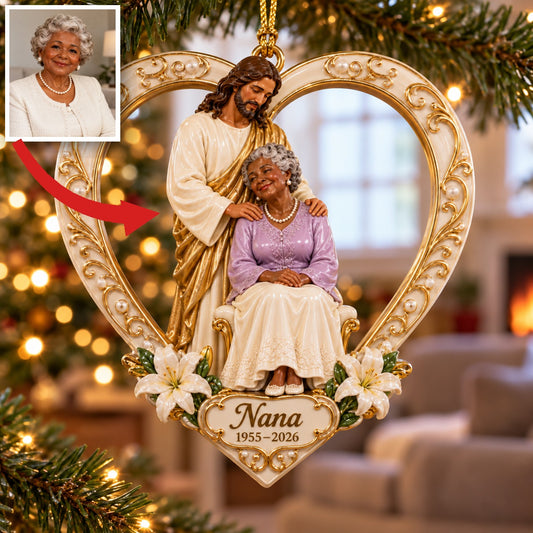Personalisierte 3D Weihnachtsornament Jesus Herz Erinnerungsstück - Großmutter