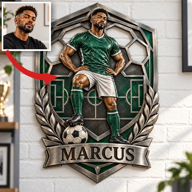 Personalisierte 3D-gedruckte Metalltafel mit Foto - Geschenk für junge Männer