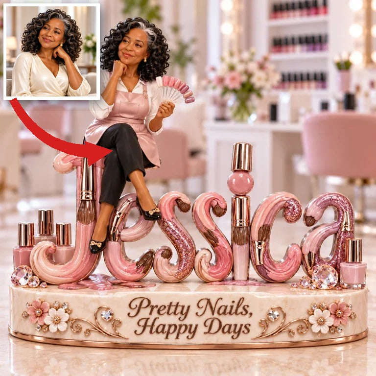 Personalized Custom Photo Nail Artist 3D Name Figurine - Gift for Older Women