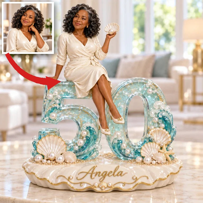 Personalized Custom Photo Seashell Custom Shaped Acrylic Plaque - 50th Birthday Gift for Women