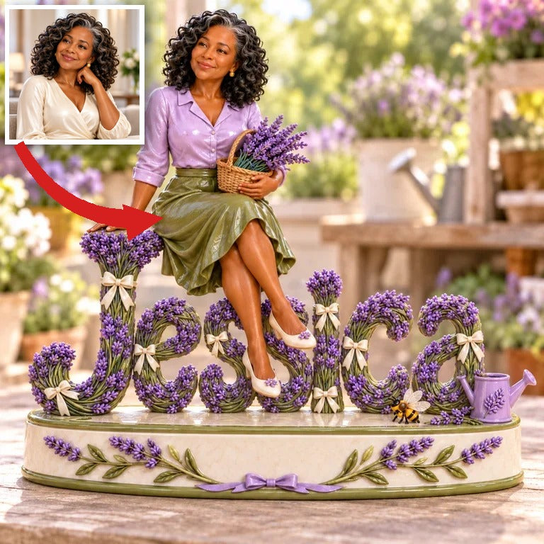 Personalized Custom Photo Lavender Gardening Custom Shaped Acrylic Plaque - Gift for Older Women Who Garden