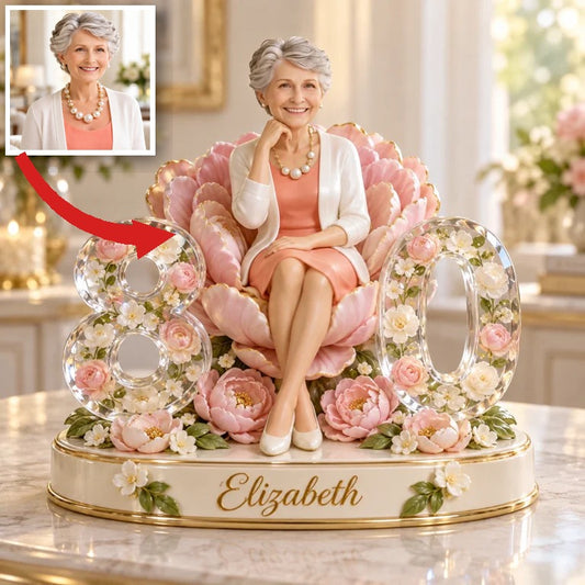 Figurine d'anniversaire personnalisée - Portrait sur mesure, cadeau souvenir Pivoine